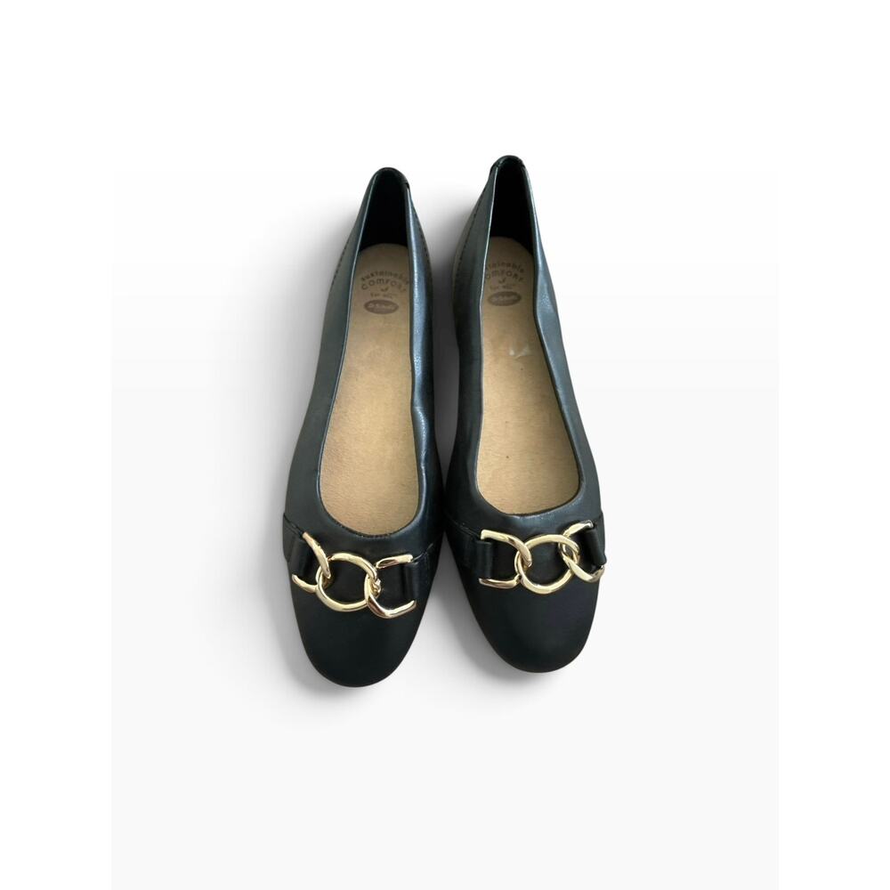 Dr. Scholl’s Women’s Black Loafer Flats Size 10M Gold Chain Horsebit Comfort